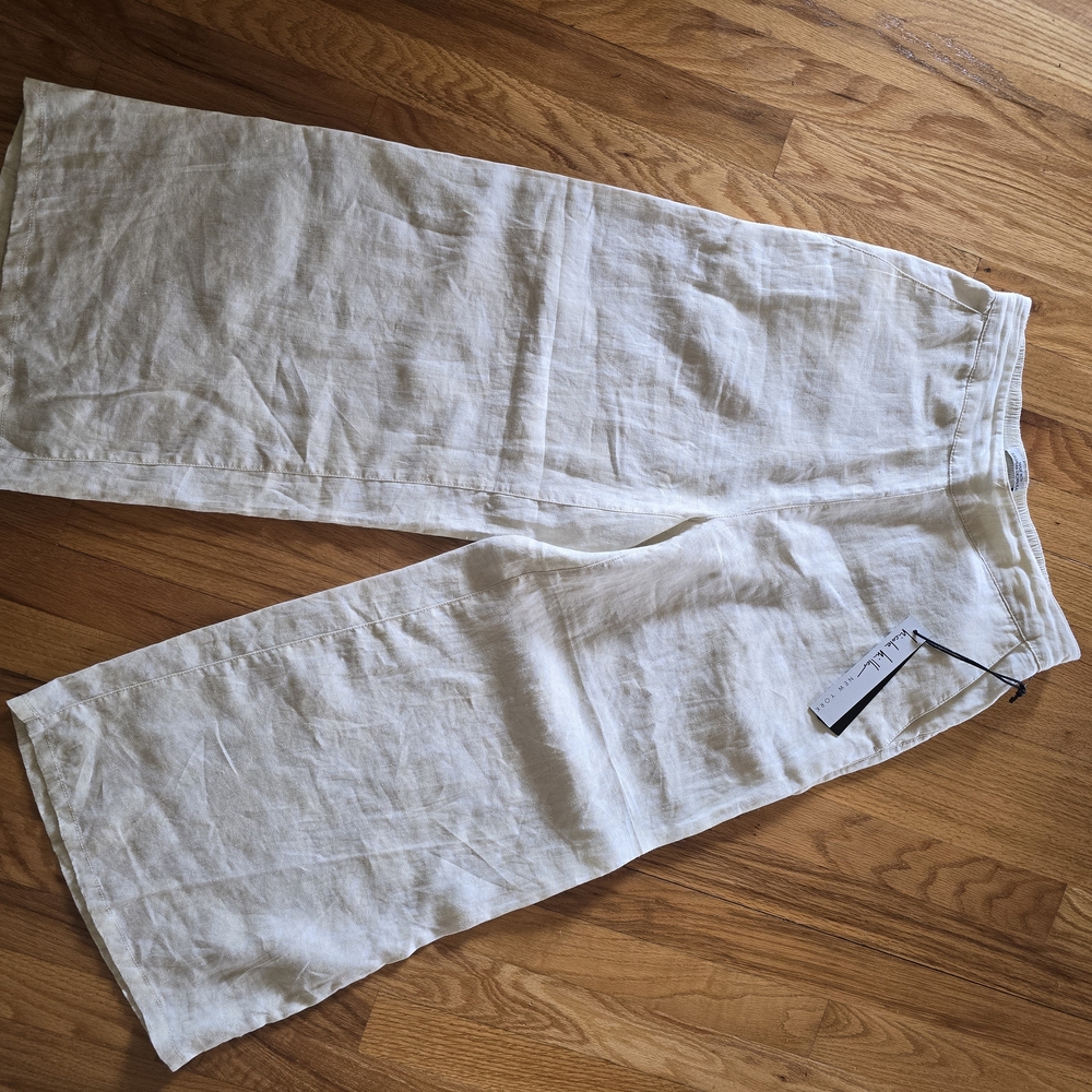 Nicole Miller Cream Linen Chinos